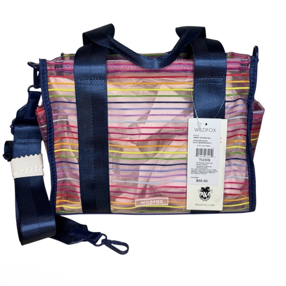 Wildfox Rainbow Striped Mesh Tote, nwt
